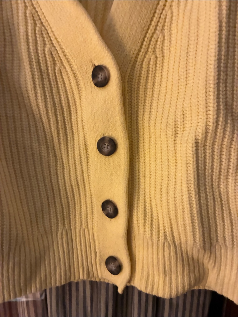 Old Navy Pale Yellow Ribbed Button-Front Cardigan - Picture 6 of 11